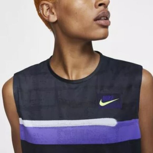 Nike Women's Slam Tank Top - Off Noir/Court Purple - Picture 3 of 11